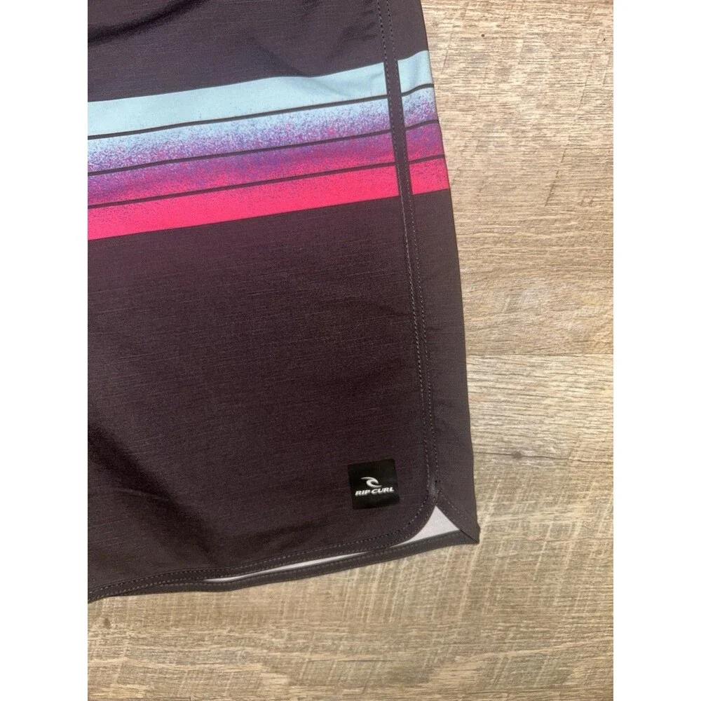 Rip Curl Mirage Surf Revival Boardshorts Mens 36  Retro Neon Stripe Swim Trunks